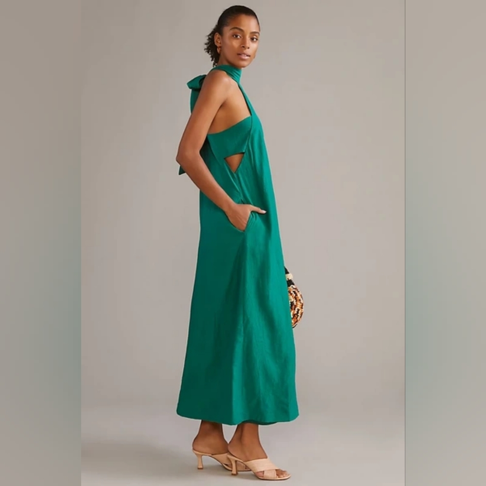 Sunday in Brooklyn (Anthropologie) - Halter Maxi Dress in Green - Size M